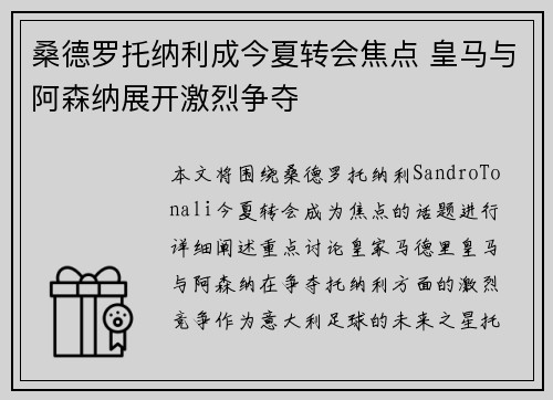 桑德罗托纳利成今夏转会焦点 皇马与阿森纳展开激烈争夺